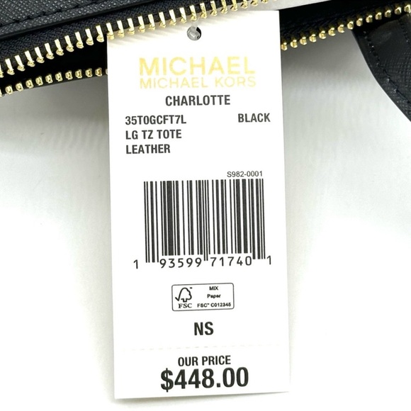 Michael Kors Large Charlotte Tote Bag & Large Continental Wallet Wristlet Black - Picture 15 of 15